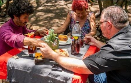 A meal shared at the roadside table